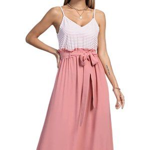 Strappy V Neck Belted Maxi Dress